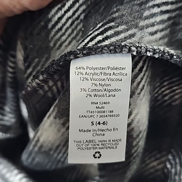 Midi Skirt Plaid Asymmetrical Black White Gray Size Small NWT - Picture 5 of 6